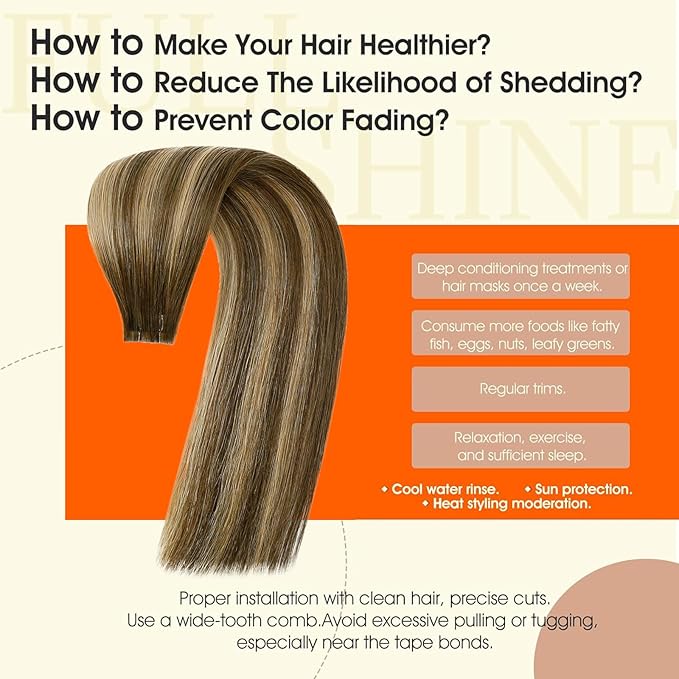 Full Shine Brown Tape In Hair Extensions Human Hair Color 4/24/4 Medium Brown Ombre Blonde Injection Human Hair Tape in Extensions 14Inch 40G 20Pcs Remy Short Hair Compatibility