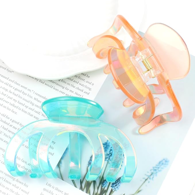 Extra Large Hair Clips for Women - Cute Octopus Claw Clips for Thick Hair, Unbreakable Jumbo Hair Claw Clamps Accessories - 3 PCS (Colorful)