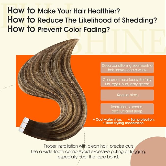 Full Shine 20Inch Tape in Hair Extensions Real Human Hair Brown to Blonde Color 4/24/4 Balayage Seamless Hair Extensions 20Pcs 50G Invisible Tape ins Human Hair Extension Remy Hair for Wedding