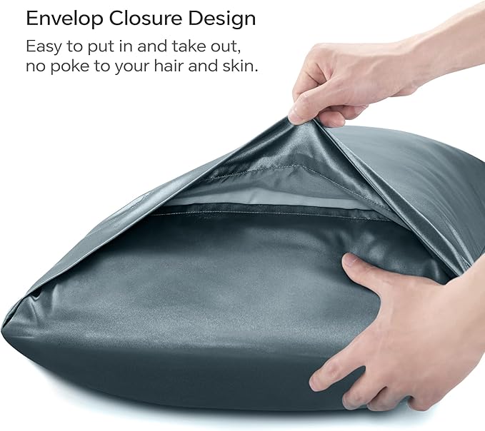 BEDELITE Satin Body Pillow Cover, Super Soft and Cooling Body Pillow Pillowcase for Hair and Skin, Breathable Silky Full Long Pillowcase Cover(20"x54", Space Grey)