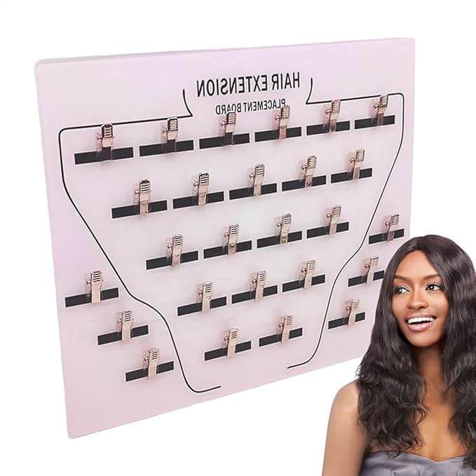 Extension Holder - Acrylic Hair Extension Organizer, Styling Hair Separator Board | Hair Tinsel Storage Plate with Clip for Wig Grafting, Sectioning, and Display for Home & Salon Use