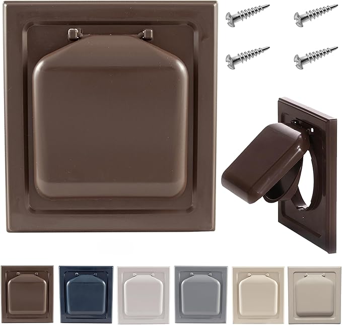 NO-PEST VENT, Exclusive Dual Door Dryer Vent Cover Outdoor 4 inch or Bathroom fan, Made in USA w Highest UV Resistant Plastic in any Outdoor Vent Cover (Brown, 4 inch With 12" Duct Tube)