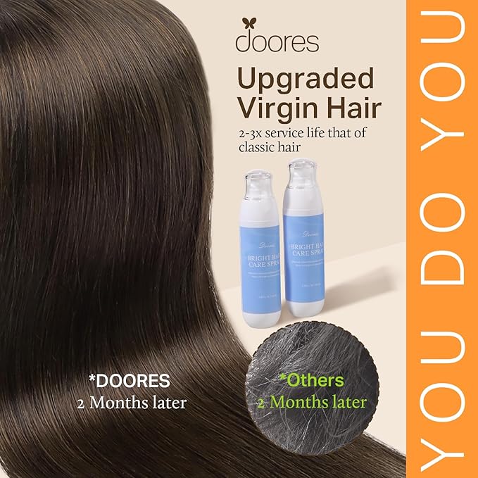 DOORES Hair Extensions Real Human Hair, Light Dark Brown 18 Inch 135g 7pcs, Thick Clip in Extensions Remy Weft Natural for Birthday Gift