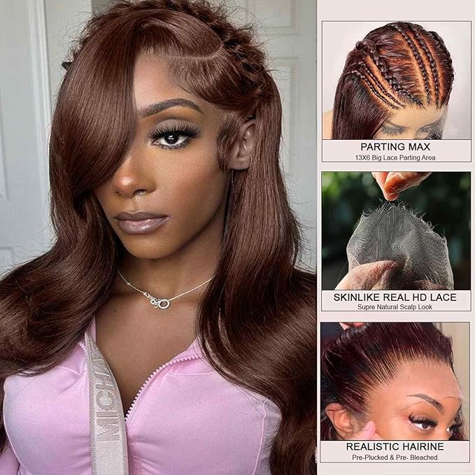 WOWANGEL 13x6 HD Lace Front Wigs Human Hair Body Wave Pre Plucked SKINLIKE 0.1mm Extremely Thin Real HD Lace Front Wigs 180% Density Glueless Human Hair Wigs for Women 26 Inch