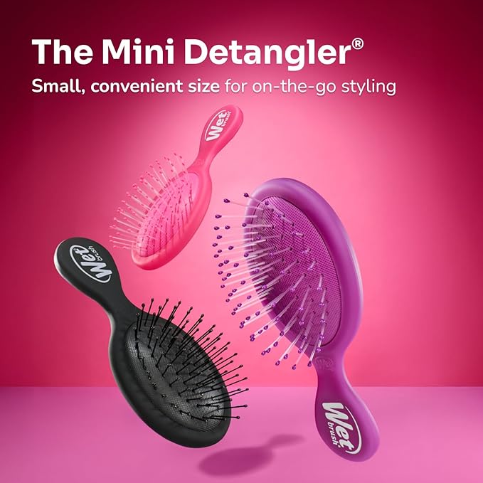 Wet Brush Mini Detangler Hair Brush for Gentle Knot Removal, Compact Travel Size, Soft Bristles for Pain-Free Detangling, Less Breakage, Works on All Hair Types, Limited Edition, Prismatic Glow Purple