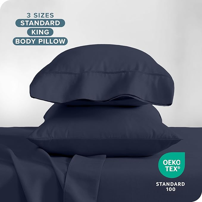 Bare Home Premium 1800 Ultra-Soft Microfiber Pillowcase Set - Double Brushed - Hypoallergenic - Wrinkle Resistant (King Pillowcase Set of 2, Midnight Blue)