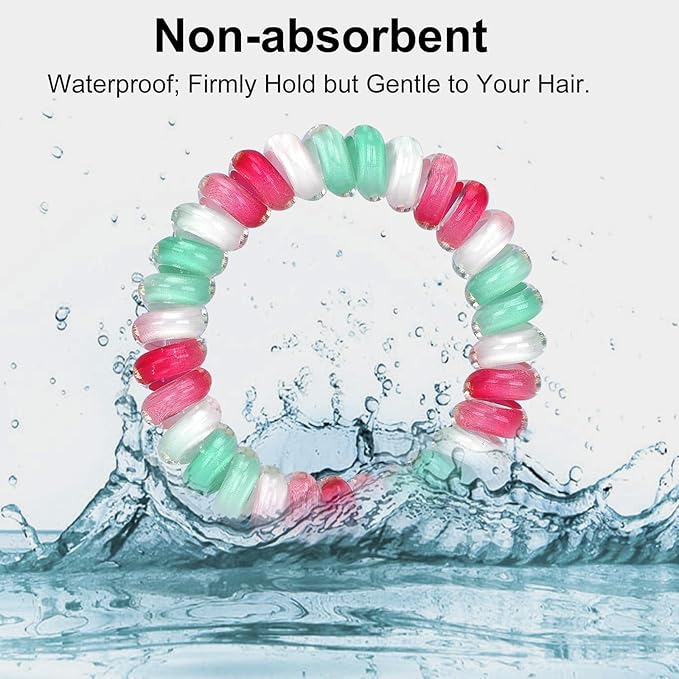 JessLab Spiral Hair Ties 10-Pack, No Damage Cute & Soft Elastic Coil Hair Ties for Women & Kids, Gentle Ponytail Holders for Thick or Thin Hair, Assorted Colors