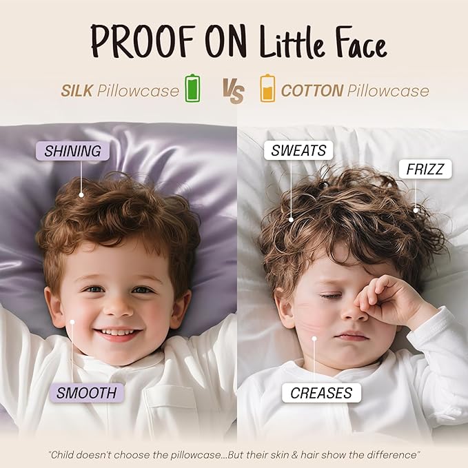 OLESILK 100% Mulberry Silk Toddler Pillowcase for Hair and Skin, Both Sides 19 Momme Pure Natural Silk Travel Pillow Cases with Hidden Zipper, 13"x 18", Taupe