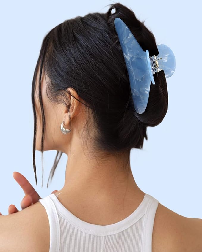 HAIMEIKANG Large Acetate 4 Inch Hair Claw Clip for Women - French Style Hair Claws for Thick Hair with Non-Slip Teeth, Hair Accessories for Updos, Buns & Ponytails