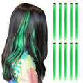 Green Hair Extensions Clip in, 22 Inch 10 Pcs Long Straight Colored, for Kids Girls Women Highlight Party, Synthetic