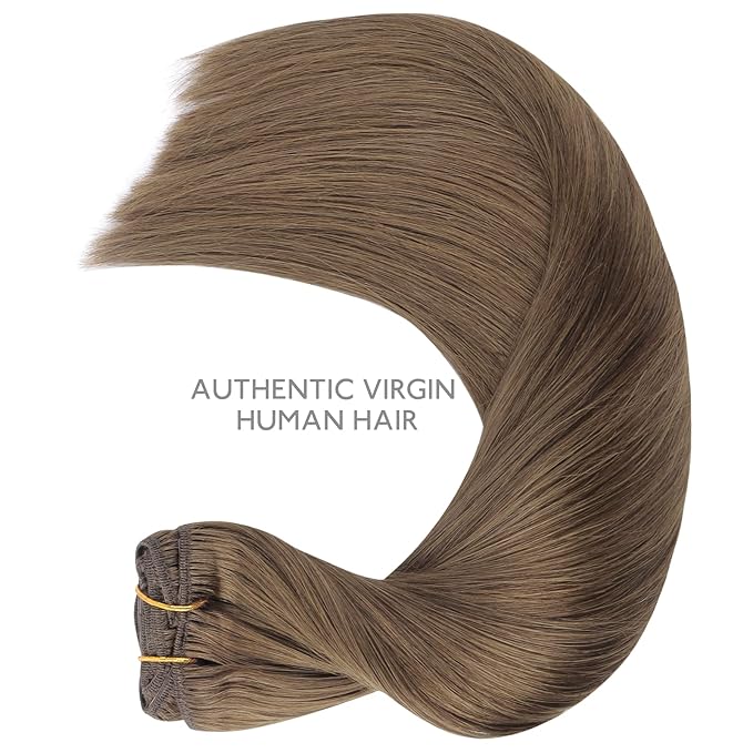 WENNALIFE Clip in Hair Extensions, 150g 18 Inch 9pcs Light Ash Brown Human Hair Extensions Thicker Clip in Hair Extensions Real Human Hair Clip Set Double Weft