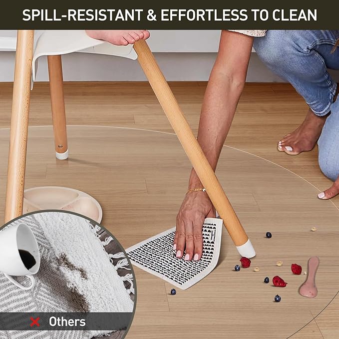 Clear Plastic Area Mat for Under Dining Table, 8ft Round No Slip Waterproof Vinyl Area Rug for Home, Anti-Spill Hard Floor Protector Cover, Splat Mat for Under High Chair, Easy Clean Floor Mat