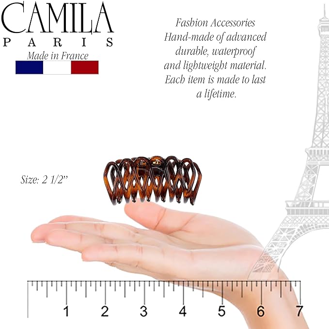 Camila Paris CP3520 French Small Hair Clips for Women Thick Hair for Long Curly Wavy Hair, Girls Hair Claw Clip, Durable Styling Big Claw Clip for Thick Hair, Strong Hold No Slip Grip, Made in France