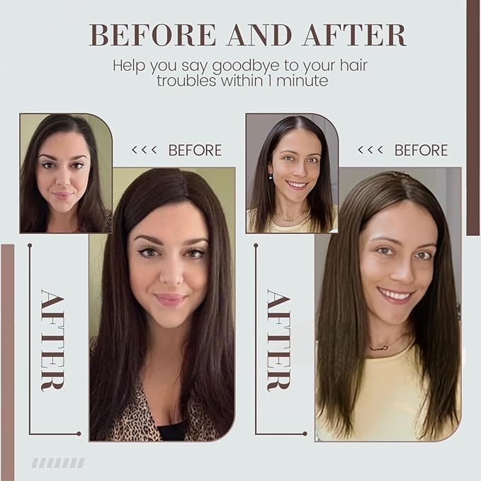 Hair Toppers for Women Real Human Hair, 360° 3D Human with Thinning Upgrade Middle Part Clip in Bangs Topper Hair Pieces for Women Daily (Medium Brown, 16 Inch-3D-Side)