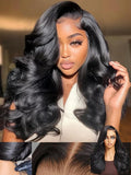 KLAIYI Bye Bye Slip™ Loose Body Wave Wig Layer Side Part 200% Density 7X5 Pre Cut Lace Front Wigs Human Hair Drawstring Glueless 30S Ready to Wear and Go Beginner Wig Pre Plucked Bleached Knots 22Inch