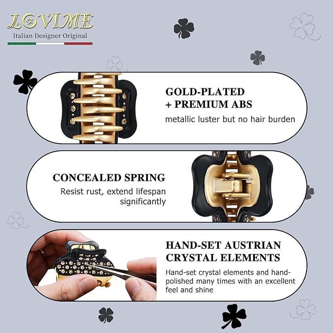2026 Premium Durable Hair Claw Clip for Women, Original Italian Designed Strong Grip Hair Clips for Normal Fine Thin Hair, No Slip Jaw Clips with Gift Box for Christmas Birthday Girls, 1.7 Inch Black