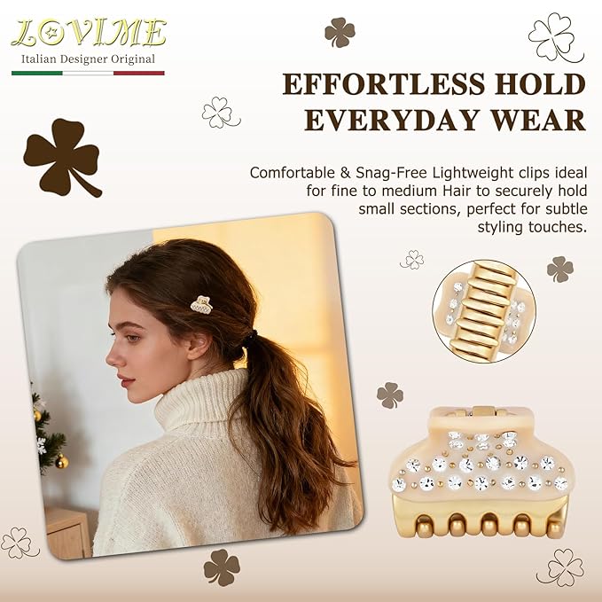 2026 Premium Durable Hair Claw Clip for Women, Original Italian Designed Strong Grip Hair Clips for Normal Fine Thin Hair, No Slip Jaw Clips with Gift Box for Christmas Birthday Girls, 1.2 Inch Beige