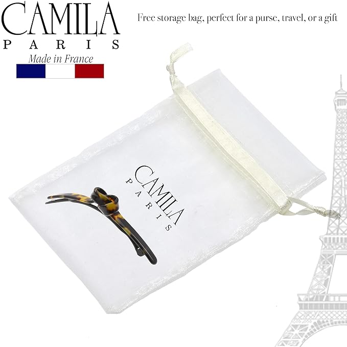 Camila Paris CP3352 French Hair Barrette Clip for Girls, Handmade, Tokyo, Metal-Free Closure Strong Hold Grip Hair Clips for Women, No Slip Durable Styling Girls Hair Accessories, Made in France