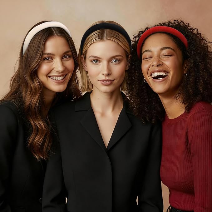 Huachi Headbands for Women Non Slip Trendy Headbands for Women’s Hair Thin Padded Headband for Girls, Cute Head Bands Elastic Hair Bands for Women Fashion Accessories 5PCS