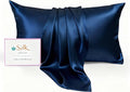 Silk Pillow Cases - 6A Luxury 100% Mulberry Silk Pillowcase for Hair and Skin - Anti-Wrinkle, Cooling & Smooth, Hidden Zipper - Pillowcases for Sleeping Women (Navy Blue, Standard)