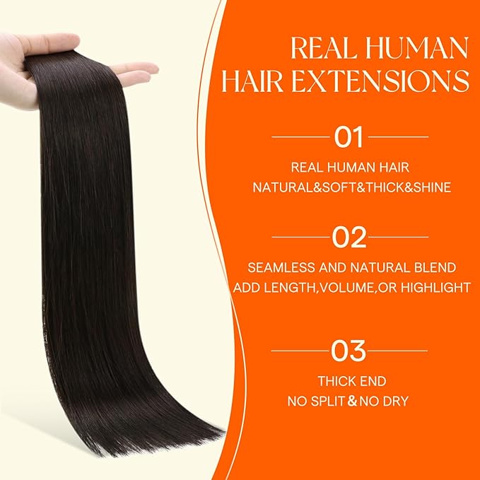 Full Shine 24 Inch Injection Tape in Hair Extensions Color 2 Dark Brown Seamless Machine Invisible Injected Tape ins Human Hair Extensions Straight Remy Add Length 50 Grams 20 Pcs