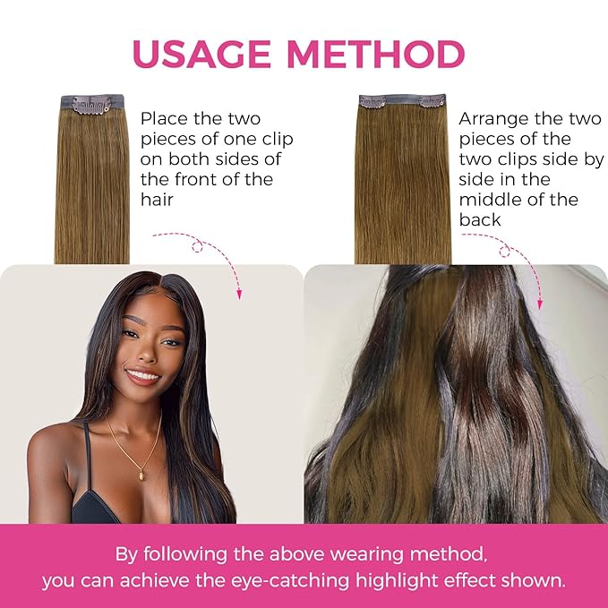 Lashey Seamless Clip in Hair Extensions Real Human Hair Medium Brown 4pcs 46g Invisi Edge 18 Inch Straight Hair Extension Clip ins