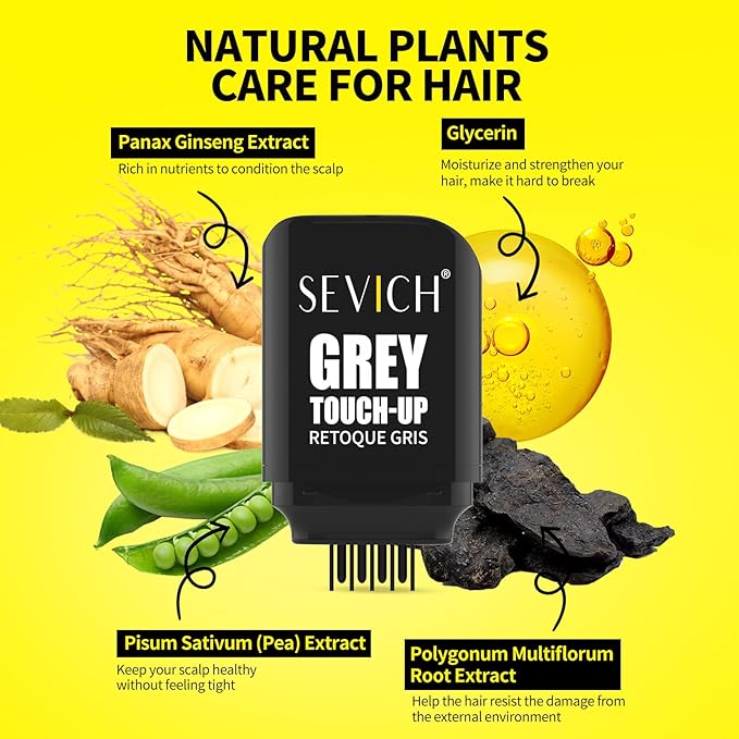 SEVICH Hair Color Stick For Gray Roots- Instantly Cover Grey Hair Dye Comb,Four Toothed Comb Design for Sparse Hairlines Coverage, Contains Natural Plant Extracts,for Men and Women,15g(Dark Brown)