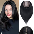 Rich Choices Hair Toppers for Women Real Human Hair 100% Human Remy Toppers NO Bangs for Women with Thinning on Top Clip in Hairpiece 4"x4.7"Lace Base 16 Inch #1 Jet Black