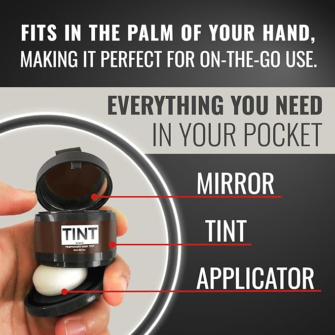 TINT Root Cover Up Hair Powder for Women & Men, Dark Brown, Gray Hair Concealer, Root Touch Up Powder