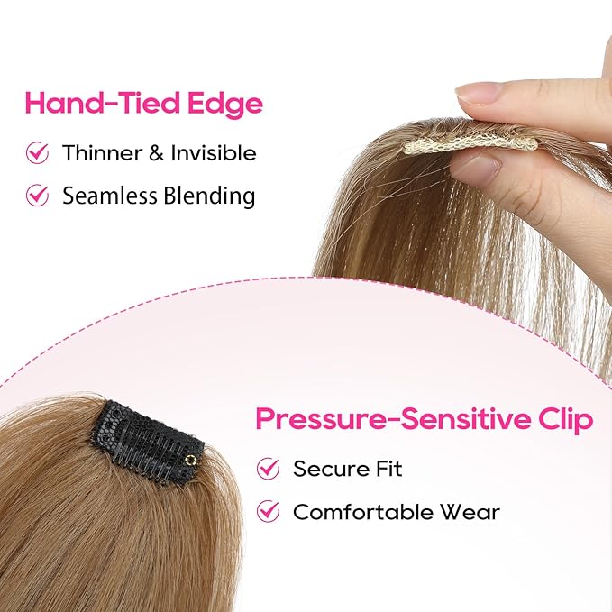 REECHO Clip in Hair Volumizer, 2PCS 6 inch Short Thick Clip in Hairpieces Adding Extra Volume Hair Extensions for Women (Light Brown with Blonde Highlights)