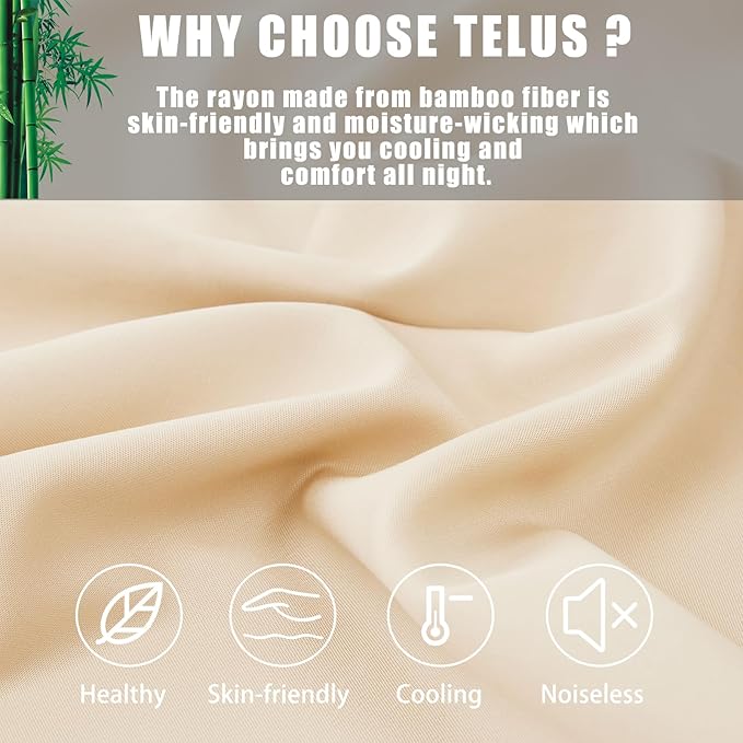 Pillow Cases Standard Size 2 Pack, Bamboo Rayon Cooling Pillowcases with Envelope Closure, Cool Breathable Pillow Case for Hot Sleepers & Night Sweats, 20x26 inches, Khaki