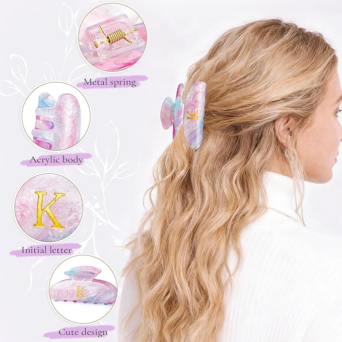 Birthday Gifts for Teens Girls - Initial Letter Hair Clips | Personalized Gift | Personalized Hair Claws | Birthday Gifts for Women | Christmas Gift for Teen Girl Stocking Stuffers - Lavender,L