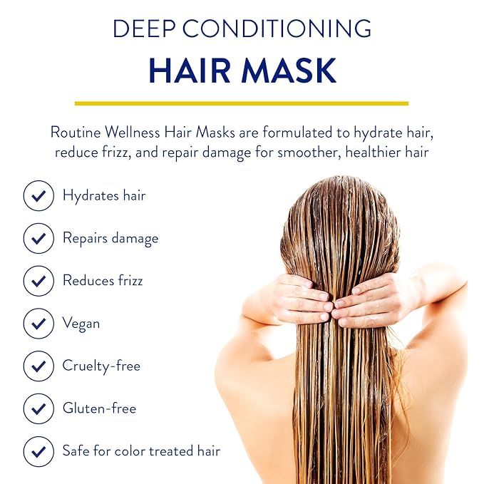 Routine Wellness Deep Conditioning Hair Mask - Bring Dry, Damaged Hair Back to Life – Hydrating Repair Treatment that Moisturizes, Strengthens & Adds Volume - Unscented 8oz