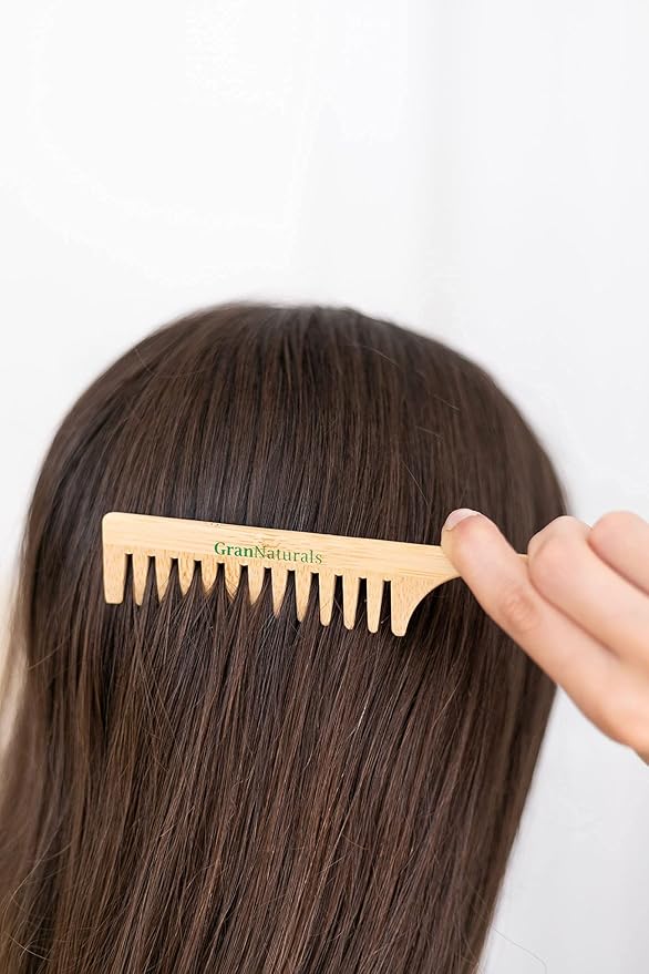 GranNaturals Wide Tooth Wooden Rat Tail Comb - Hair Tool for Teasing Strands & Post Styling - Peach Rattail Wood Pick Handle for Sectioning & Parting - Perfect for Professional & Personal Use