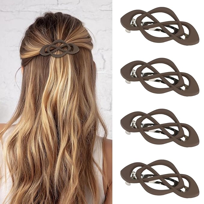 Hair Barrettes for Women 4packs Brown Hair Clips French Barrette Vintage HairClips f Stylish Accessories for Women Girls