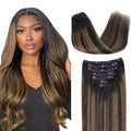 Lashey Clip in Hair Extensions Human Hair 24 Inch 120g 7pcs Remy Human Hair Long Straight Clip in Hair Extesnions Natural Black Mixed Chestnut Brown Human Hair Clip in Hair Extensions