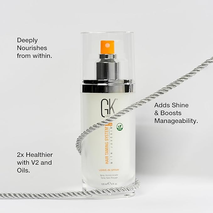 GK HAIR Vegan Leave In Conditioner Spray – Lightweight Detangler Spray For Frizz Control & Heat Protectant for All Hair Types, 120ml