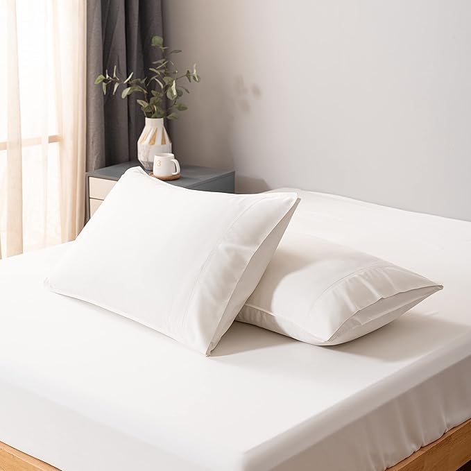 Bella Coterie | Luxury Bamboo Viscose Standard Size Pillowcase Set | 100% Organically Grown | Ultra Soft | Cooling | 2 Pcs [Ivory]