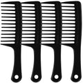 4PCS Wide Tooth Comb, Large Hair Detangling Comb Styling Comb, Professional Women Hair Care Handgrip Comb for Curly, Wet, Long Hair (Black)