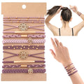 DIYDEC 10PCS Hair Ties Bracelet for Women 5 Styles Soft Braided Boho Hair Bands Elastic No Damage Hair Ties for Girls thick Thin Long Curly Hair Accessories(Pink)