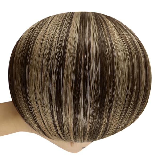 YoungSee 120G Wire Hair Extensions Highlight Invisible Wire Hair Extensions Real Human Hair Dark Brown Highlight Blonde Human Hair Headband Extensions Easy to Wear 18inch