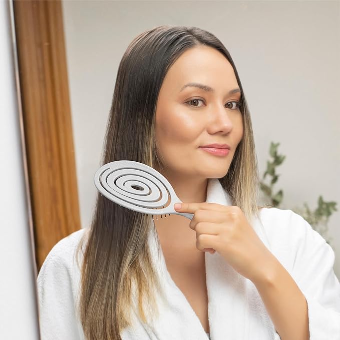 Ninabella Spiral Hairbrush - Detangle Hair Brush - For Brushing Wet or Blow Dry Hair - Detangler Vent Brush - Gray