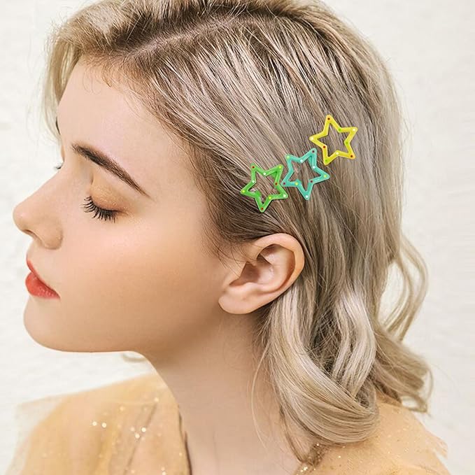 Star Hair Clips Snap Hair Barrettes Non Slip Star Hair Accessories Multiple Colors Metal Hair Clips for Girls Women -30 PCS 1.18"