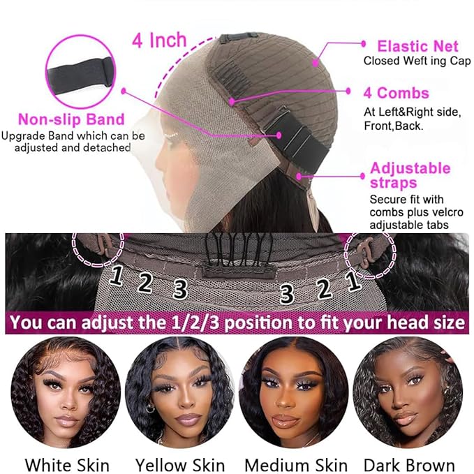 Aomllute 36 Inch Lace Front Wig Human Hair Pre Plucked 200 Density 13x4 HD Deep Wave Lace Frontal Wigs Human Hair with Baby Hair Curly lace front Wigs for Women Natural Black