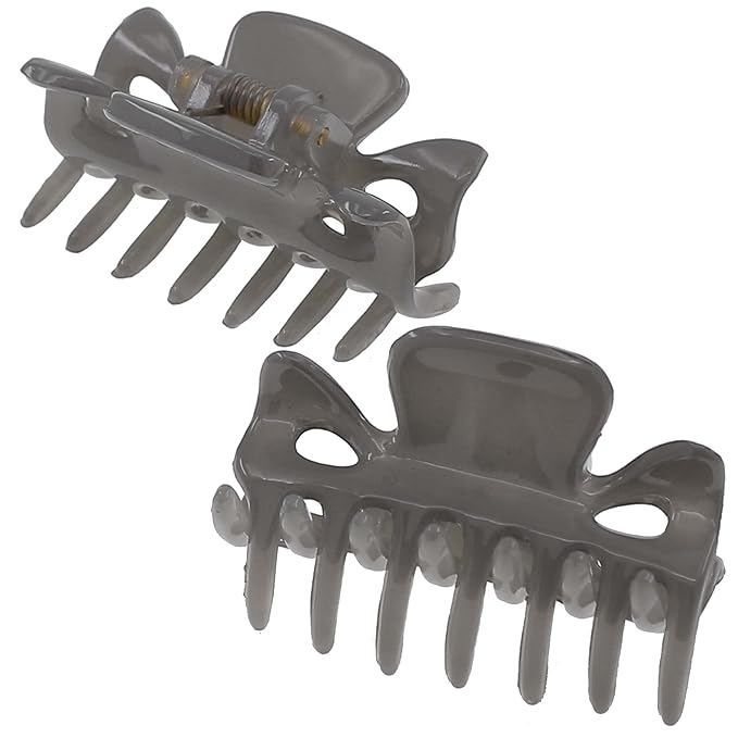 Camila Paris CP3511 French Hair Clip for Women, 1.5 inch Set of 2 Gray Girls Hair Claw Clips Jaw Fashion Durable Styling Hair Accessories for Women, Strong Hold No Slip Grip, Made in France