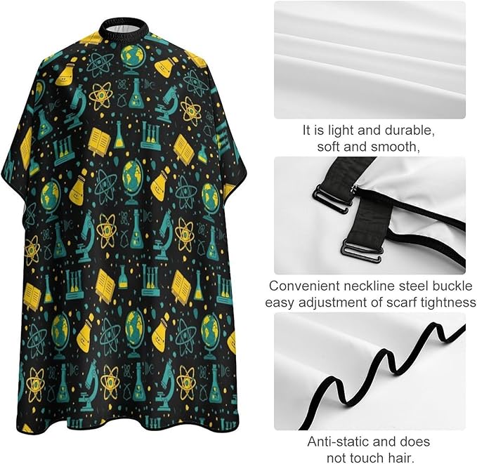 Extra Large Hair Salon Cutting Cape, Science Math Physical Chemical Biology Haircut Apron Haircut Gown for Barbers