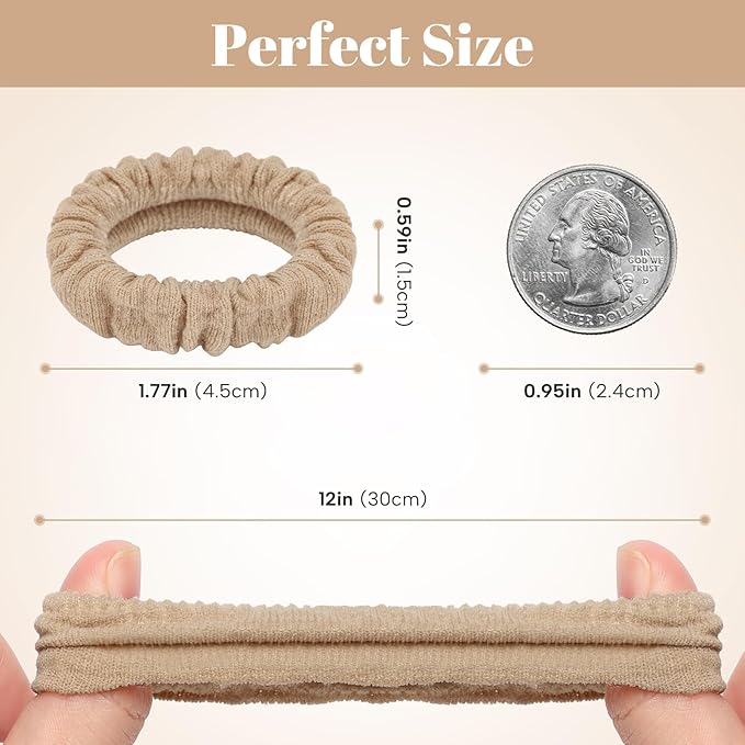 WantGor Hair Ties, Women 10PCS Hair Bands No Damage Elastic Scrunchies Seamless Ponytail Holders Hair Accessories Head Bands for Women's Thick Thin Hair (Black, Khaki)