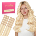 WENNALIFE Tape in Hair Extensions Human Hair Balayage Light Wheat Platinum Blonde Tape in Extensions, 10pcs 30g 20 inch Remy Invisible Tape Ins Straight Colored Soft Real Human Hair Tape in Extensions