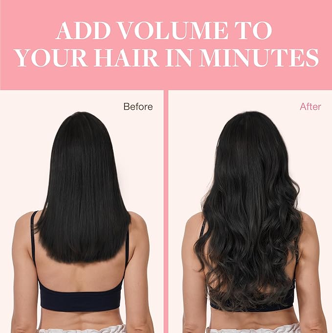 GOO GOO Clip in Hair Extensions Real Human Hair, Remy Human Hair Extensions Clip ins for Women, Natural Human Hair, 22inch 120g 7Pcs, 1 Jet black