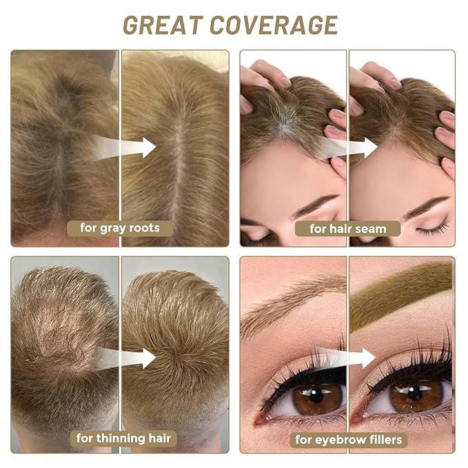 VOLLUCK Root Touch up Powder, Instant Hairline Powder for Thinning Areas and Gray Hair Coverage, Natural and Non-greasy Root Cover up for Women and Men (Medium Blonde, 0.14 Ounce)
